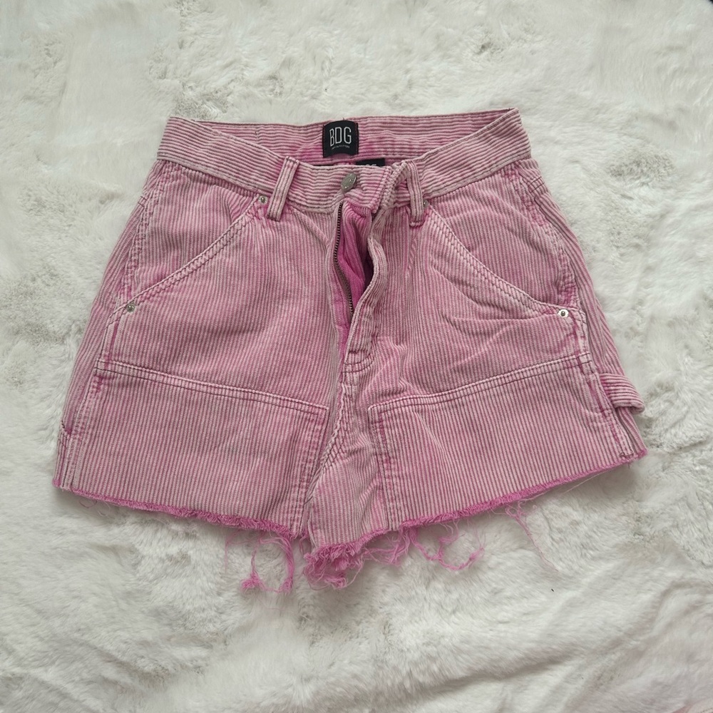bdg high rise pink carpenter corduroy shorts